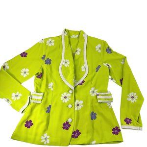 Vintage hand made light green floral jacket size L